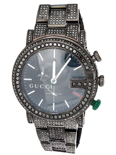 fake black diamond gucci watch|men's diamond Gucci watch diamonds.